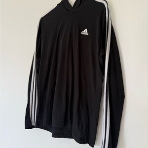 Adidas Women’s Black Hoodie with White Stripes